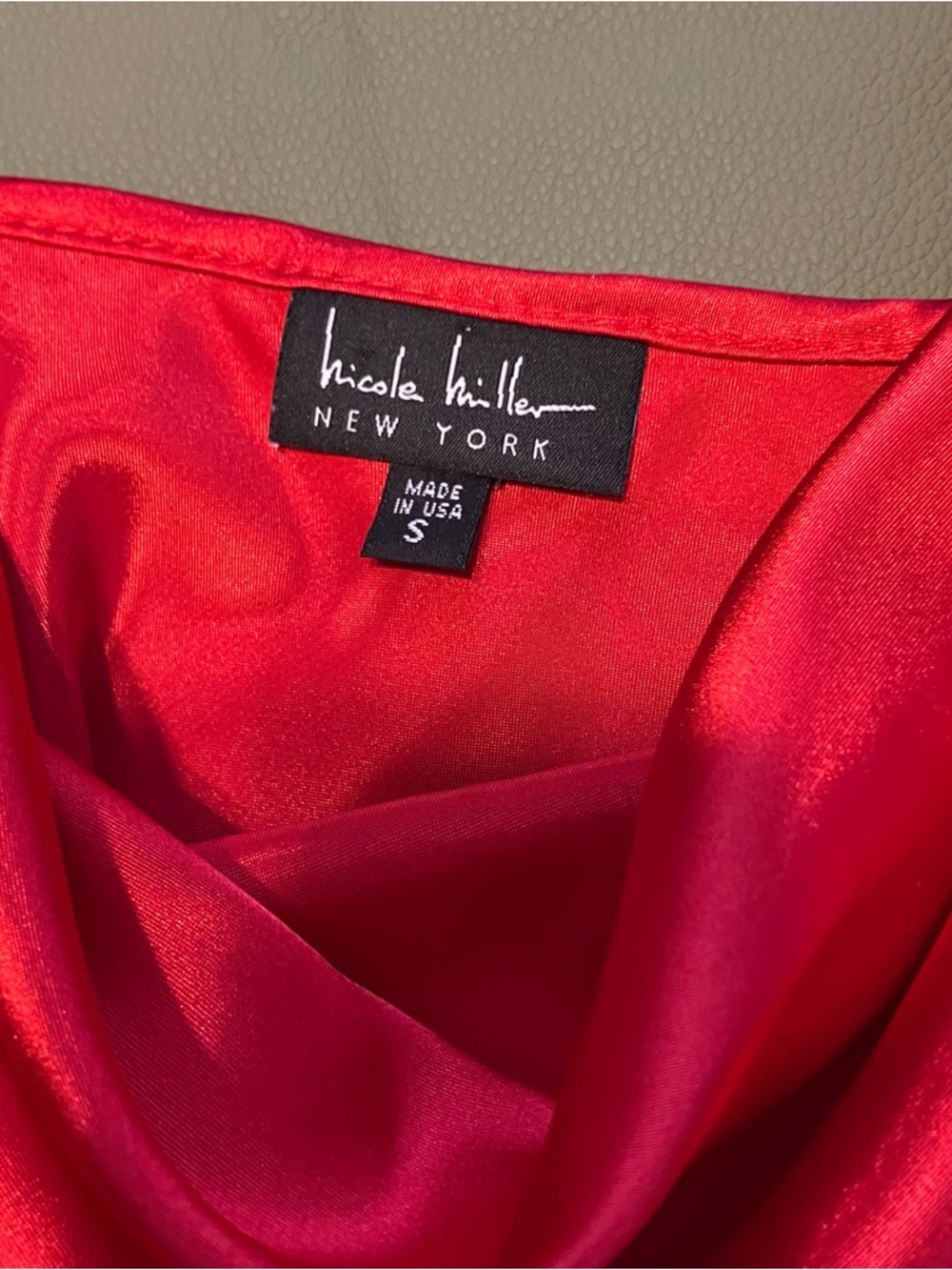 Nicole Miller Red Satin Cowl Neck Cami Small - Picture 2 of 5